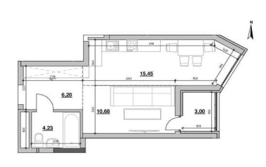 1-кімнатна 39.56 м² в ЖК Nordica Residence від 61 656 грн/м², Київ