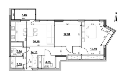 2-кімнатна 79.03 м² в ЖК Nordica Residence від 44 897 грн/м², Київ