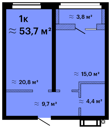 1-кімнатна 53.7 м² в ЖК Оскар від 34 650 грн/м², Одеса