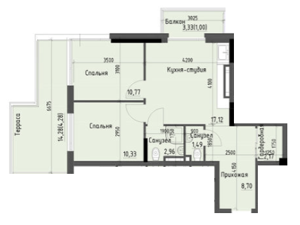 2-комнатная 58.85 м² в ЖК Пространство+ на Дачной от 31 500 грн/м², Одесса