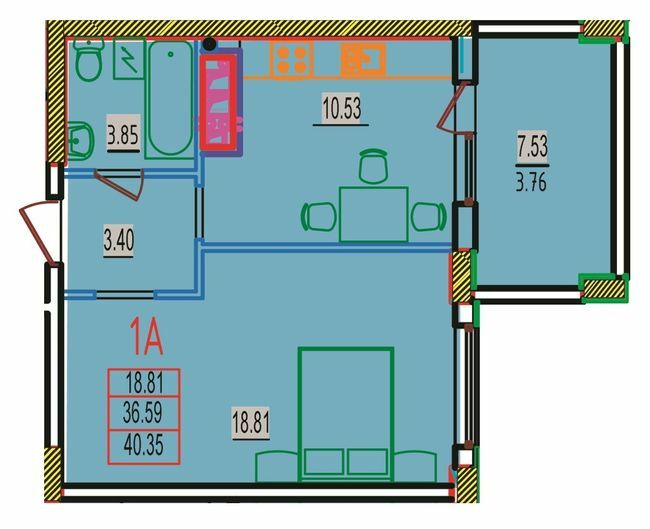 1-кімнатна 40.35 м² в ЖК RosenTal від 19 250 грн/м², с. Лиманка