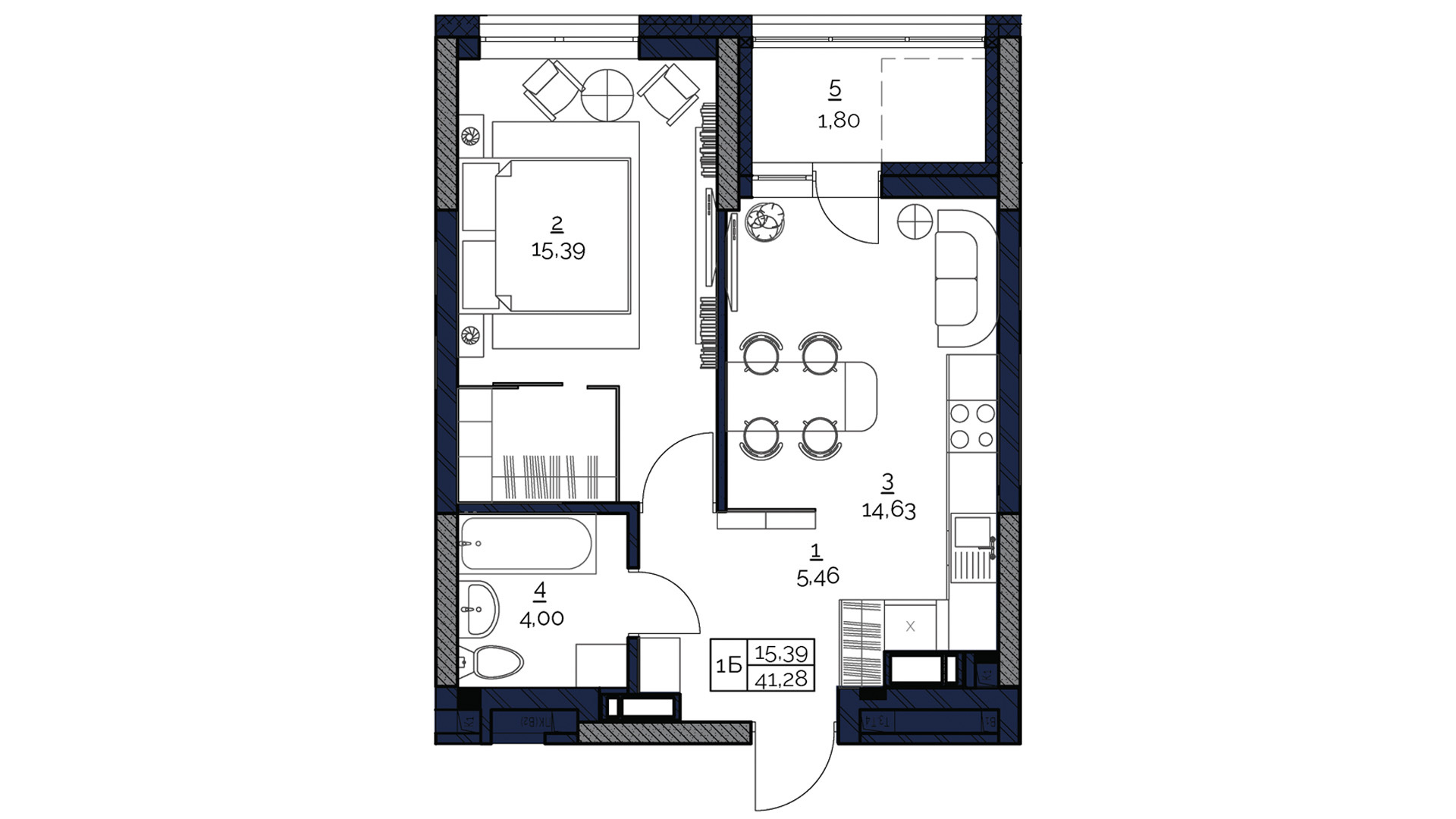 1-комнатная 41.28 м² в ЖК POLARIS Home&Plaza от 36 262 грн/м², Киев