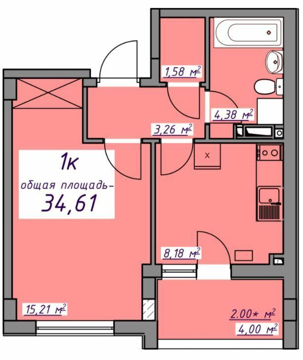1-комнатная 34.61 м² в ЖМ Седьмое Небо от 20 750 грн/м², пгт Авангард