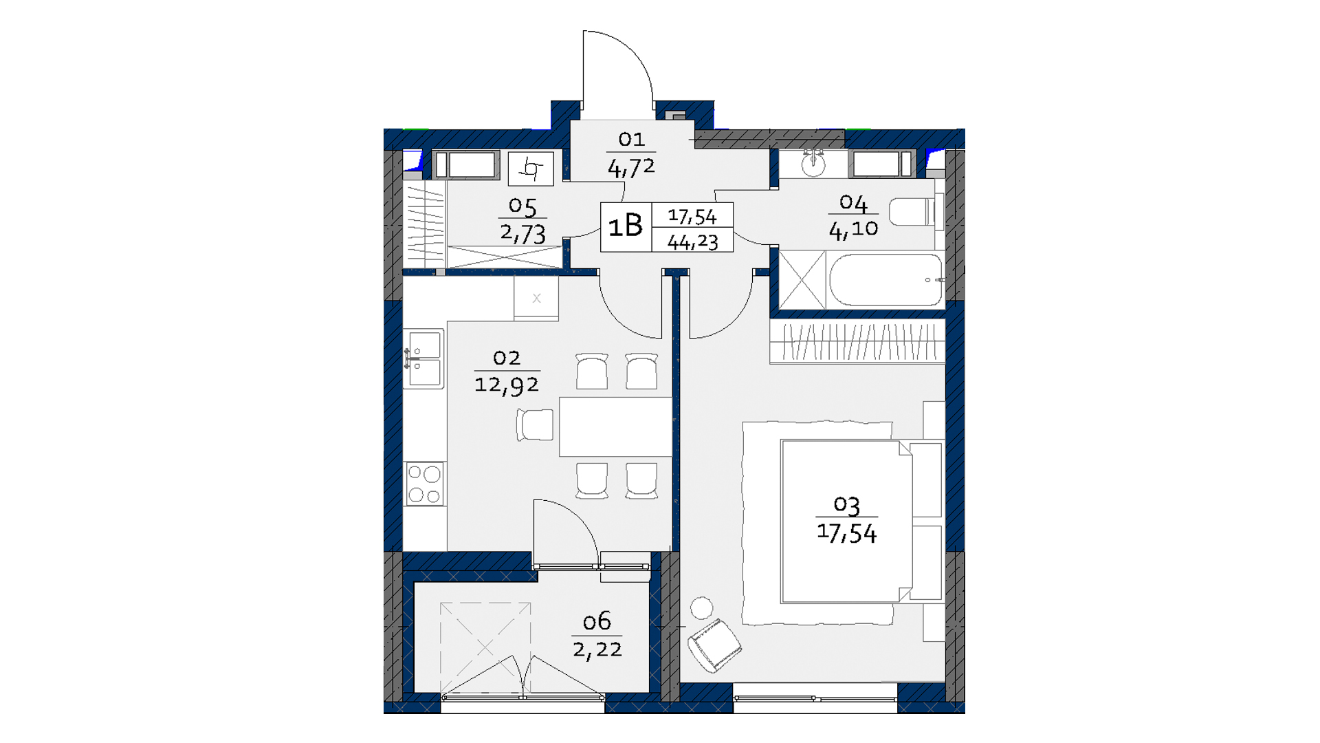 1-кімнатна 44.23 м² в ЖК POLARIS Home&Plaza від 36 247 грн/м², Київ