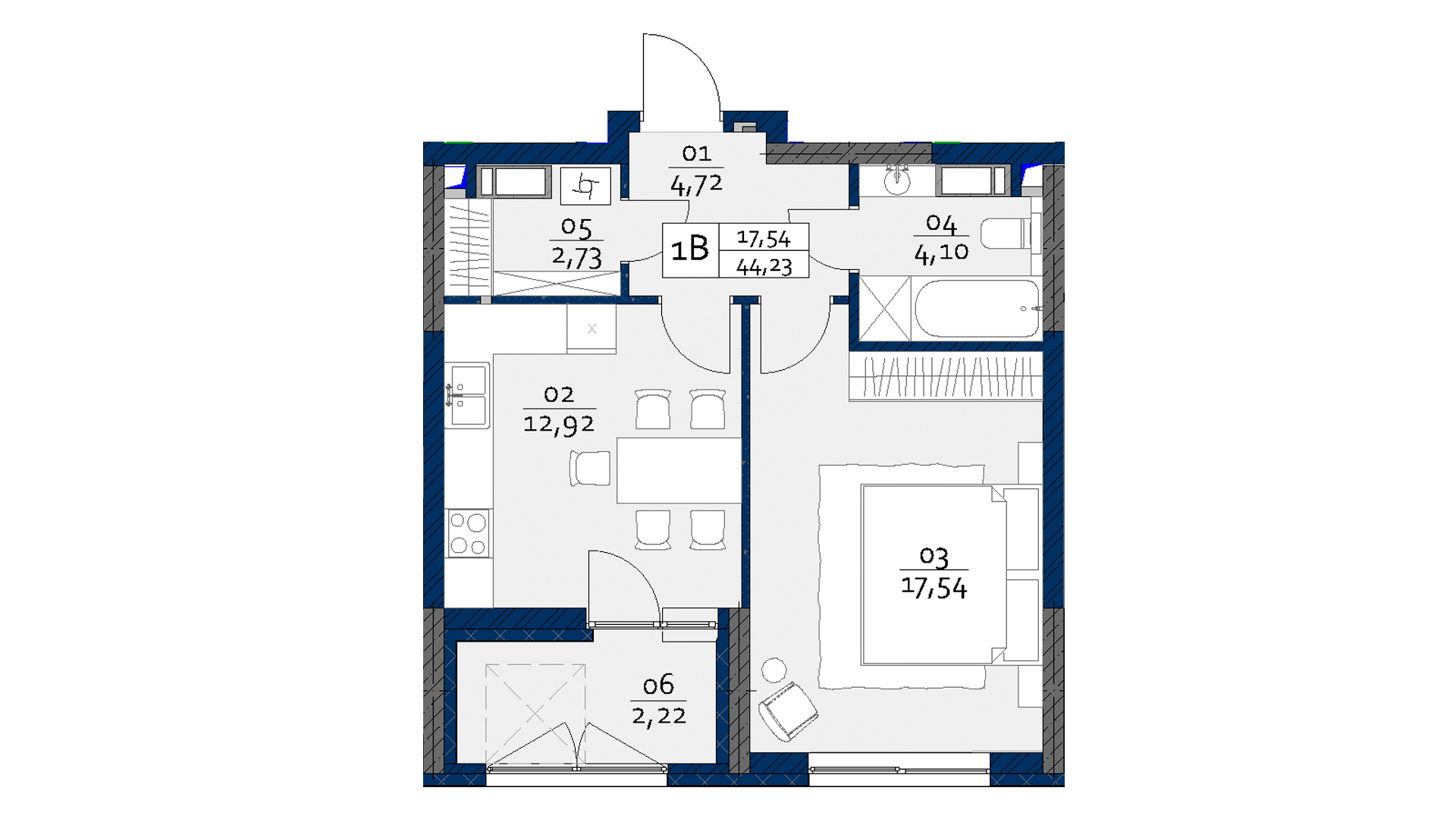 1-кімнатна 44.23 м² в ЖК POLARIS Home&Plaza від 40 047 грн/м², Київ