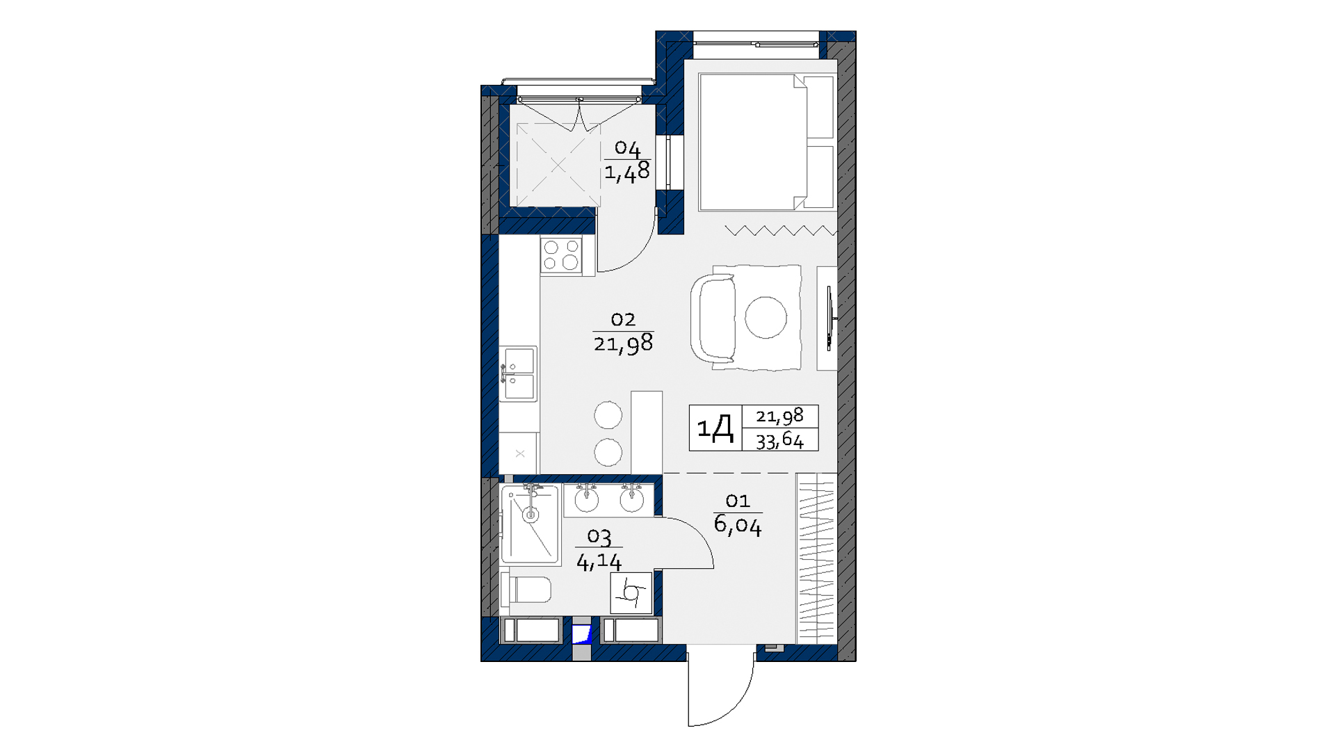 1-кімнатна 33.64 м² в ЖК POLARIS Home&Plaza від 42 118 грн/м², Київ