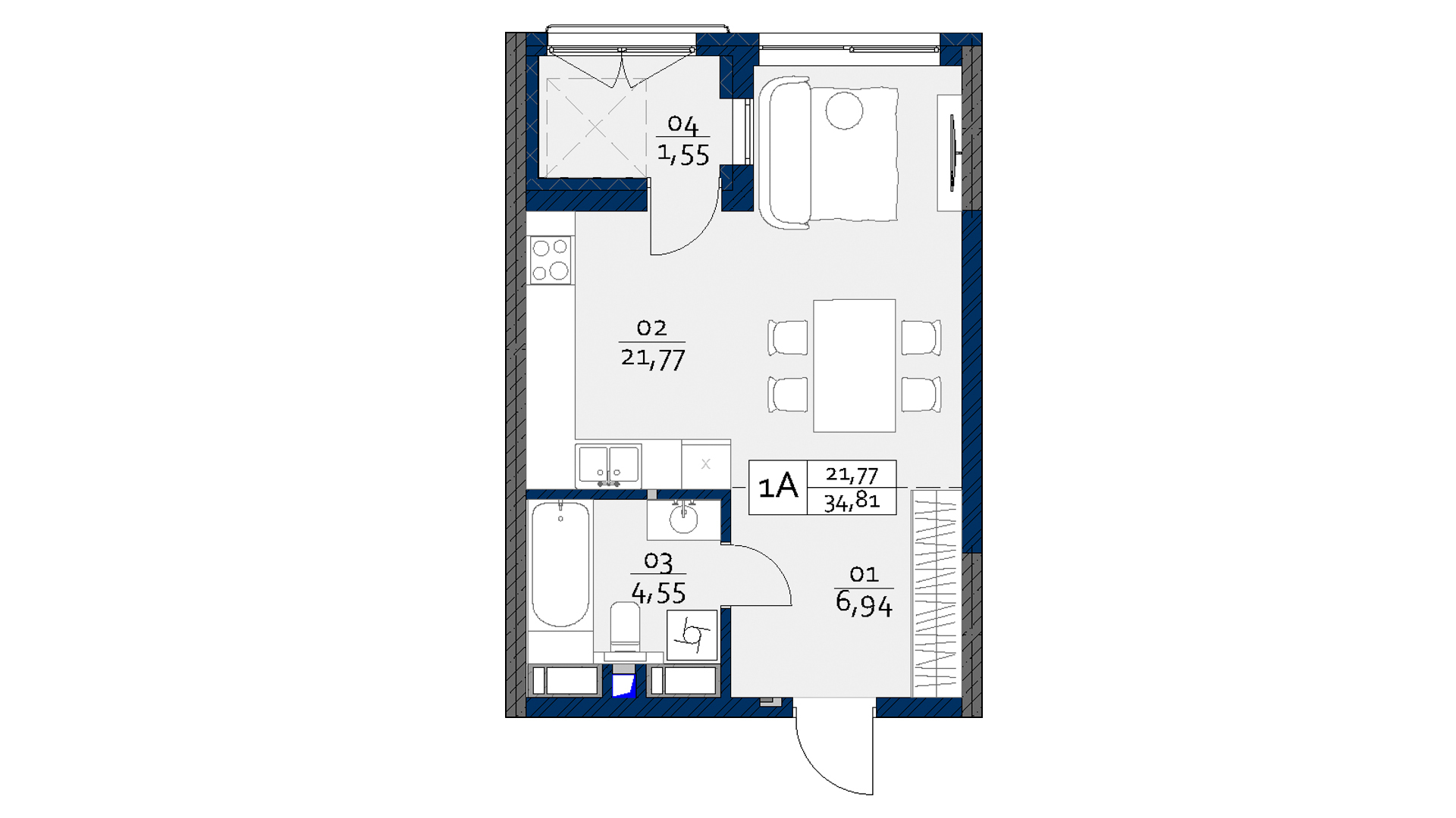 1-комнатная 34.81 м² в ЖК POLARIS Home&Plaza от 42 118 грн/м², Киев