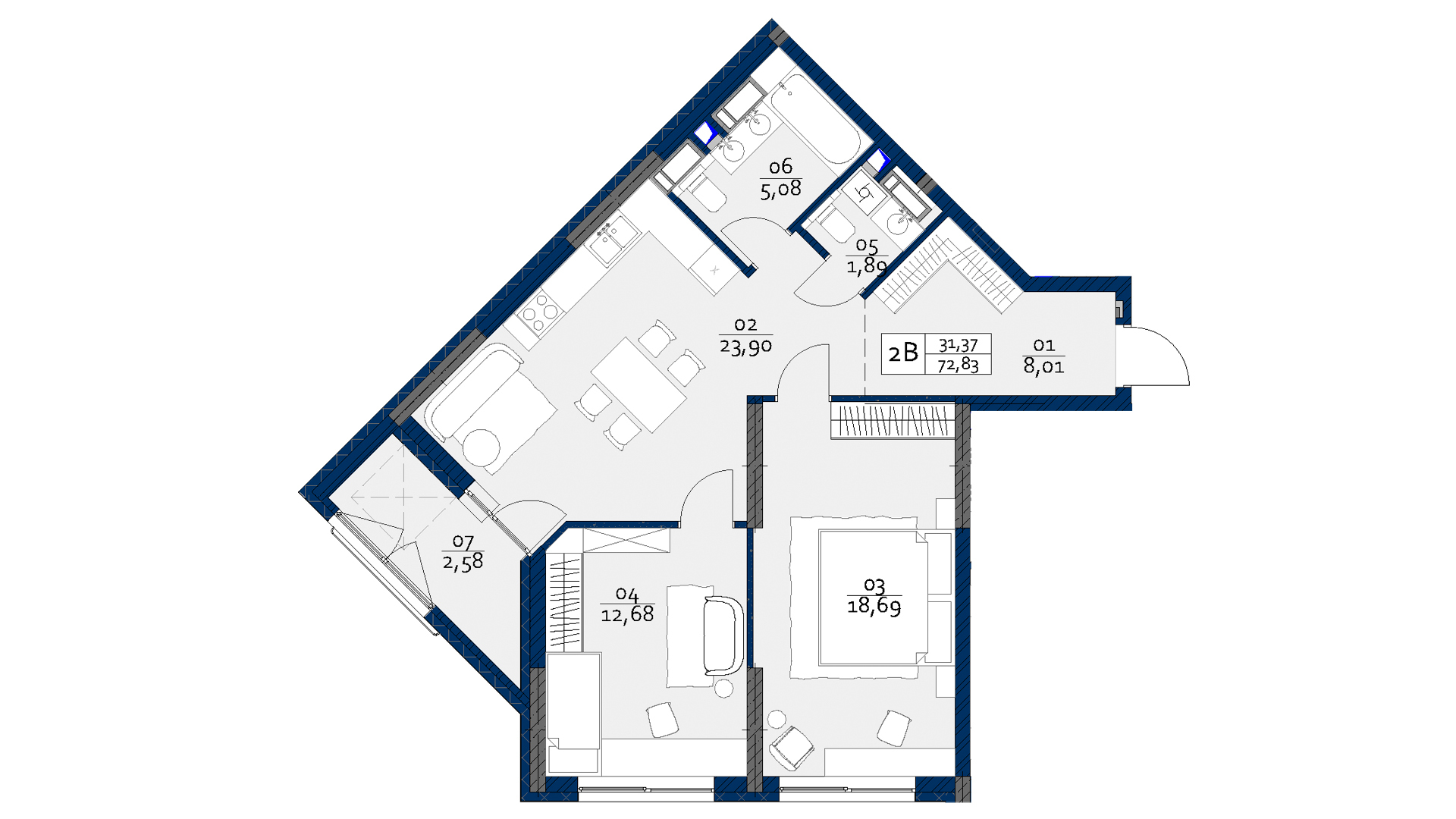 2-комнатная 72.83 м² в ЖК POLARIS Home&Plaza от 34 178 грн/м², Киев