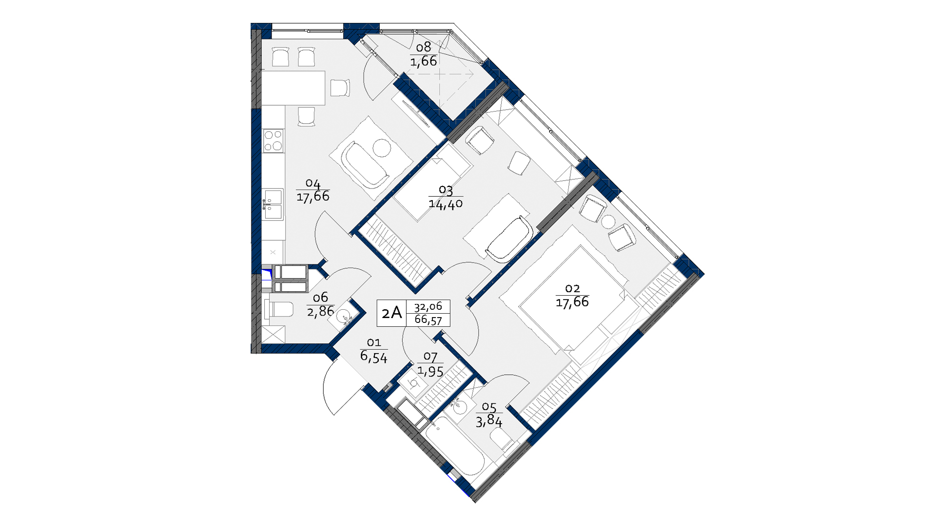 2-комнатная 66.57 м² в ЖК POLARIS Home&Plaza от 36 595 грн/м², Киев