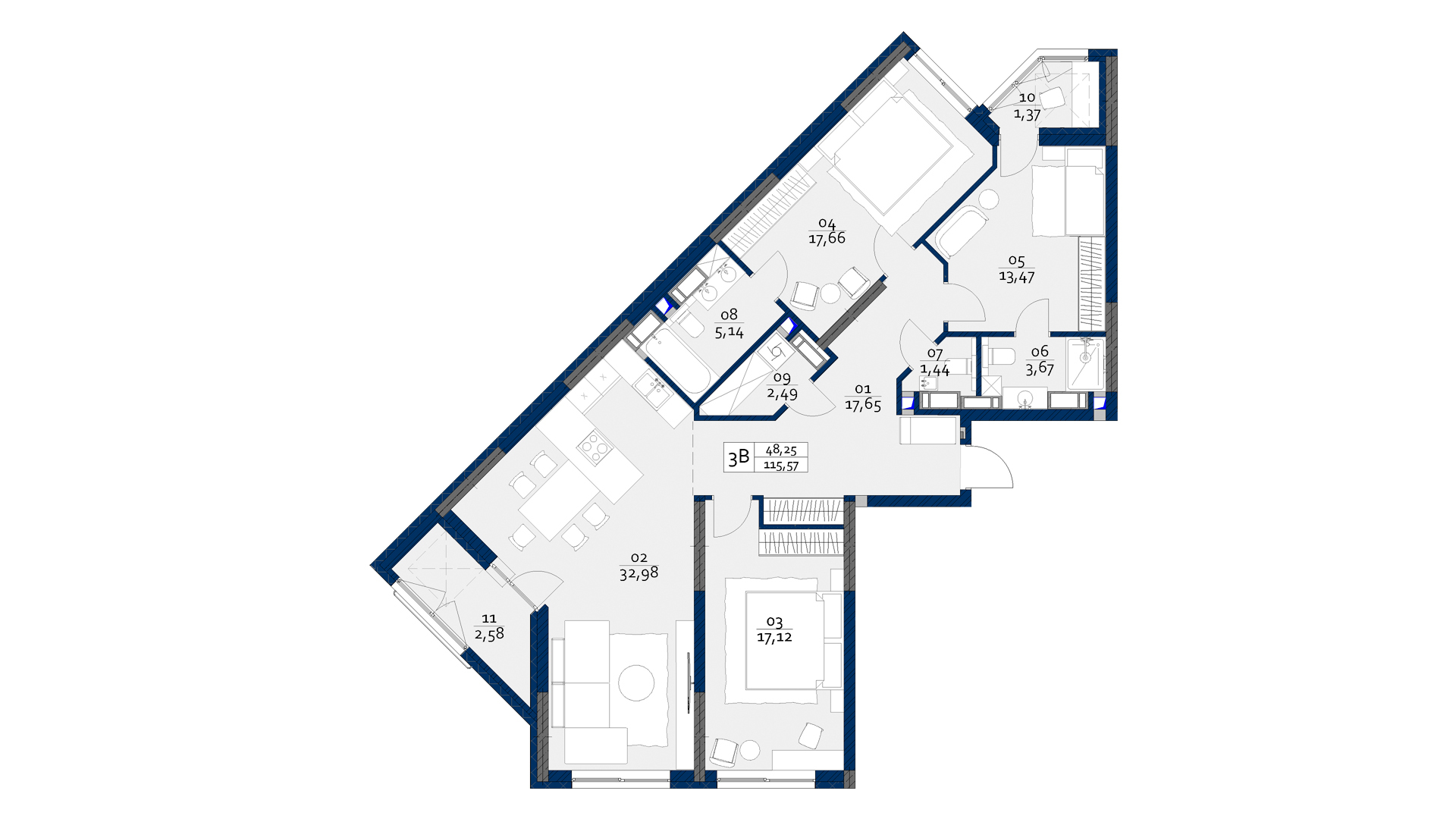 3-комнатная 115.57 м² в ЖК POLARIS Home&Plaza от 34 178 грн/м², Киев