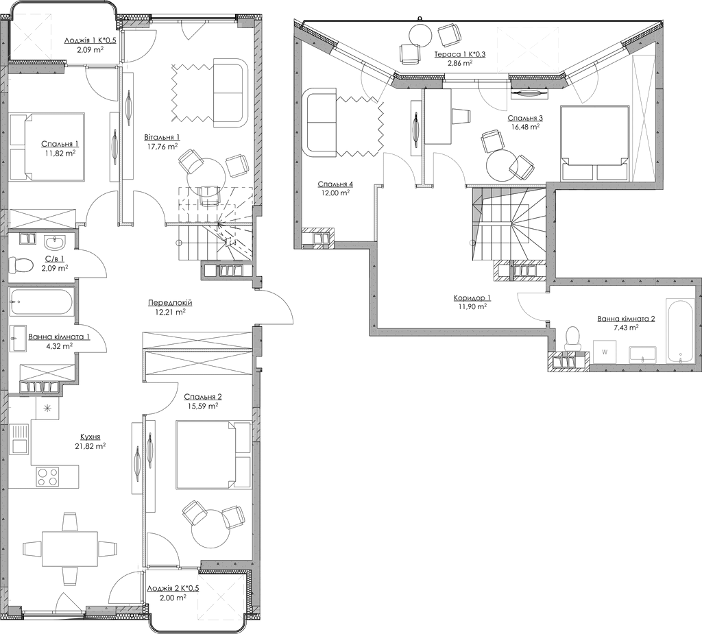 Двухуровневая 140.37 м² в ЖК O2 Residence от 28 743 грн/м², Киев