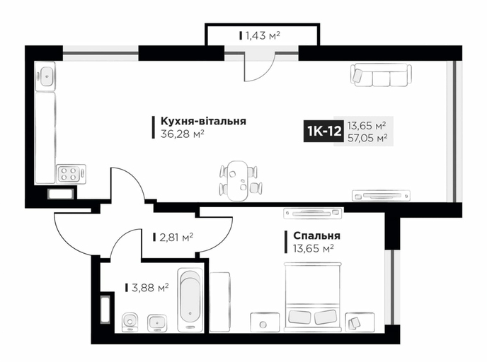 2-комнатная 57.1 м² в ЖК Life Story от 32 172 грн/м², Киев