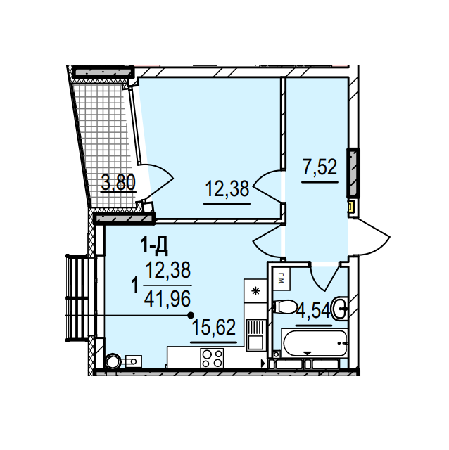 1-кімнатна 41.96 м² в ЖК Італійський квартал 2 від 35 000 грн/м², Київ