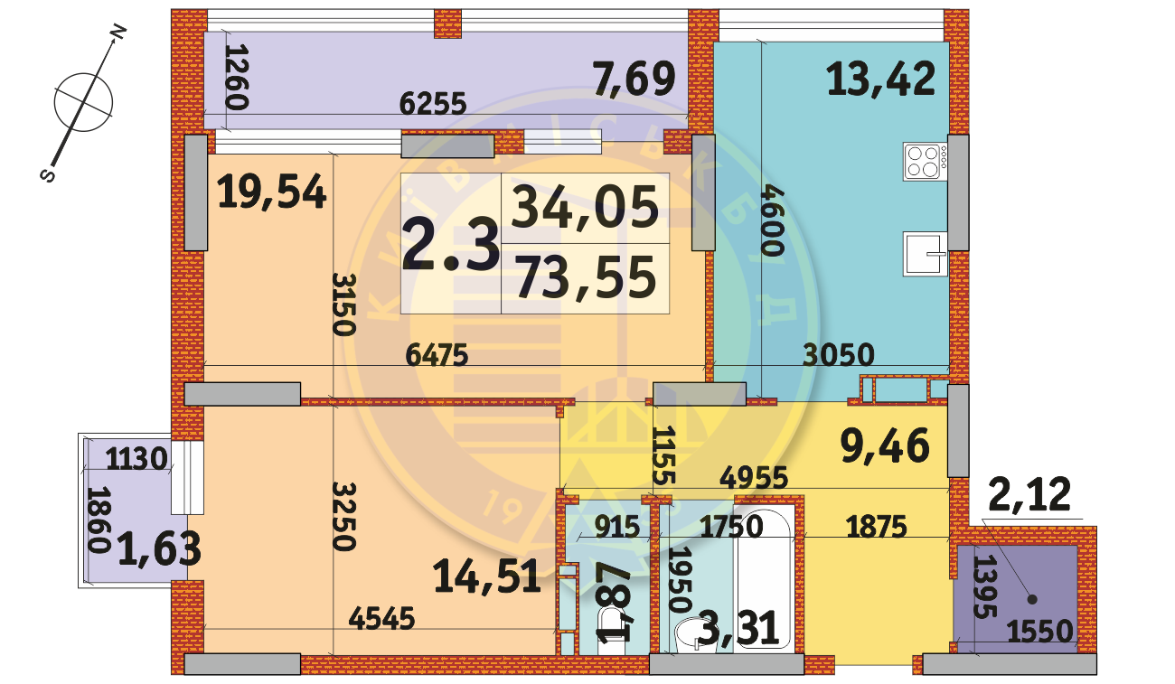 2-комнатная 73.55 м² в ЖК Urban Park от 30 158 грн/м², Киев
