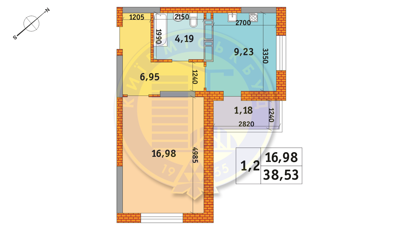 1-комнатная 38.53 м² в ЖК Обериг-2 от 30 294 грн/м², Киев