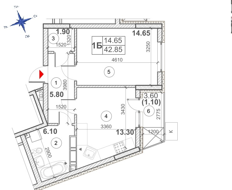 1-кімнатна 42.85 м² в ЖК Кирилівський Гай від 36 015 грн/м², Київ