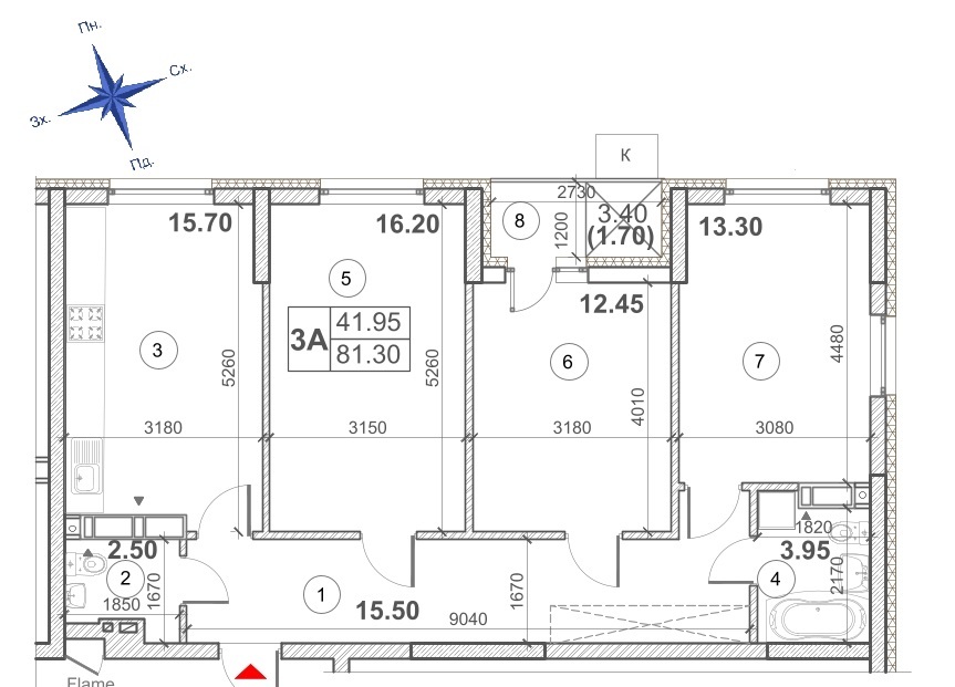 3-кімнатна 81.3 м² в ЖК Кирилівський Гай від 34 300 грн/м², Київ