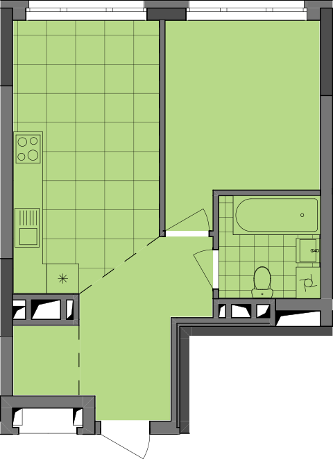 1-комнатная 41.57 м² в ЖК Dibrova Park от 29 193 грн/м², Киев