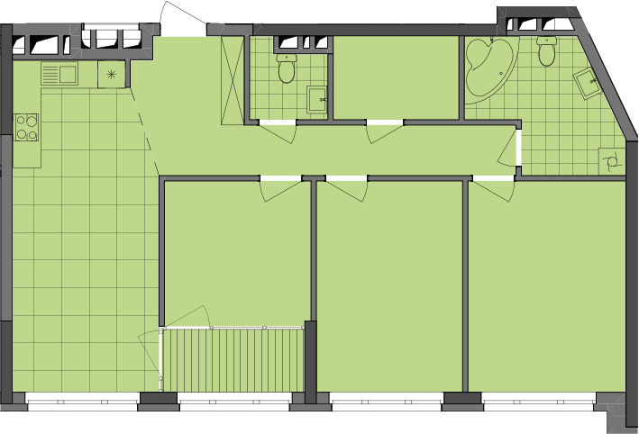 3-комнатная 94.96 м² в ЖК Dibrova Park от 24 252 грн/м², Киев