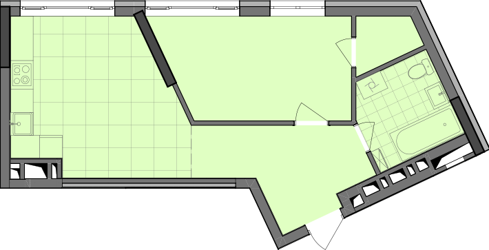 1-кімнатна 47.34 м² в ЖК Dibrova Park від 29 193 грн/м², Київ