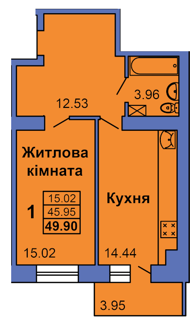 1-комнатная 49.9 м² в ЖК City Park от 25 000 грн/м², Полтава