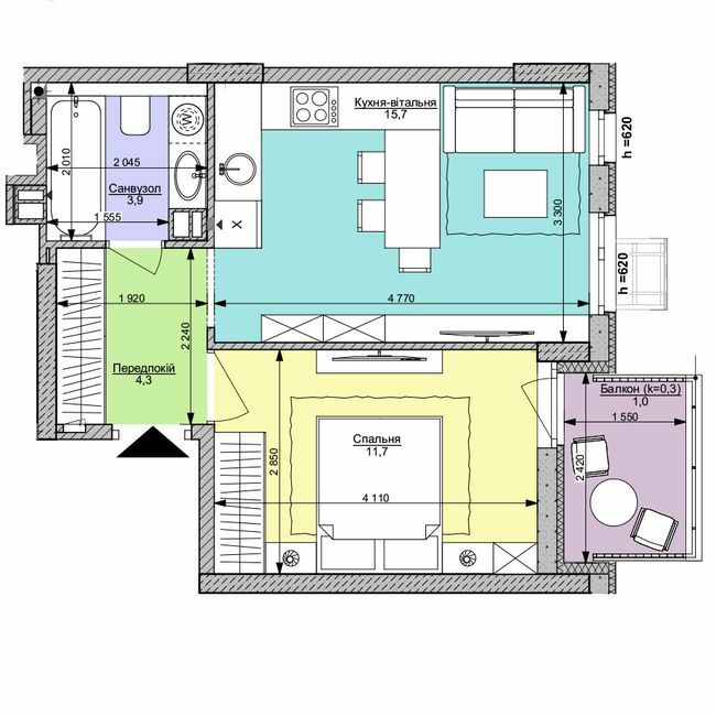 1-кімнатна 36.6 м² в ЖК Файна Таун від 55 350 грн/м², Київ