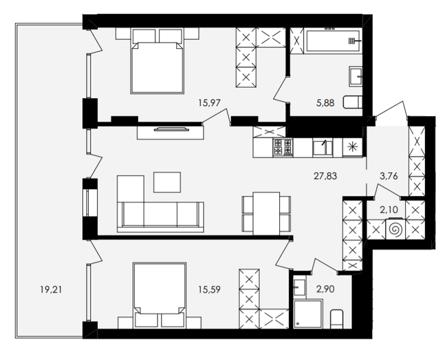 2-комнатная 79.79 м² в ЖК Avalon Yard от 31 000 грн/м², Львов