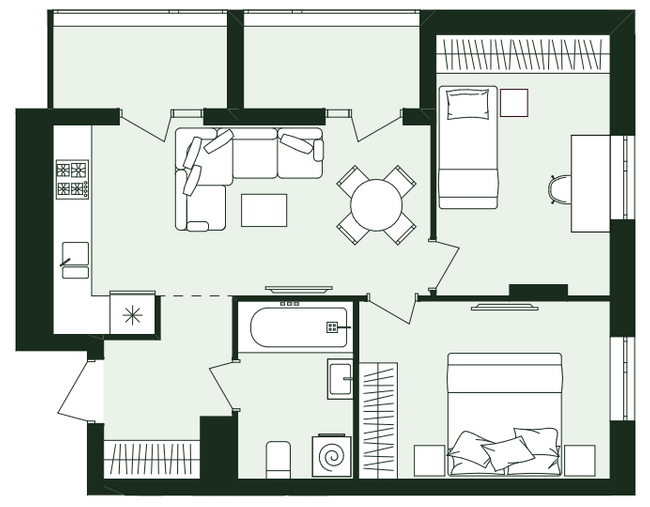 2-кімнатна 54.1 м² в ЖК Avalon Zelena Street від 27 000 грн/м², Львів