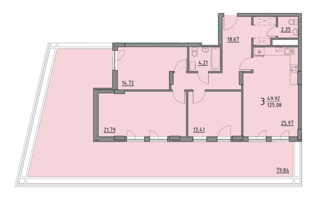 3-кімнатна 125.08 м² в ЖК Praud Premium від 39 550 грн/м², Львів