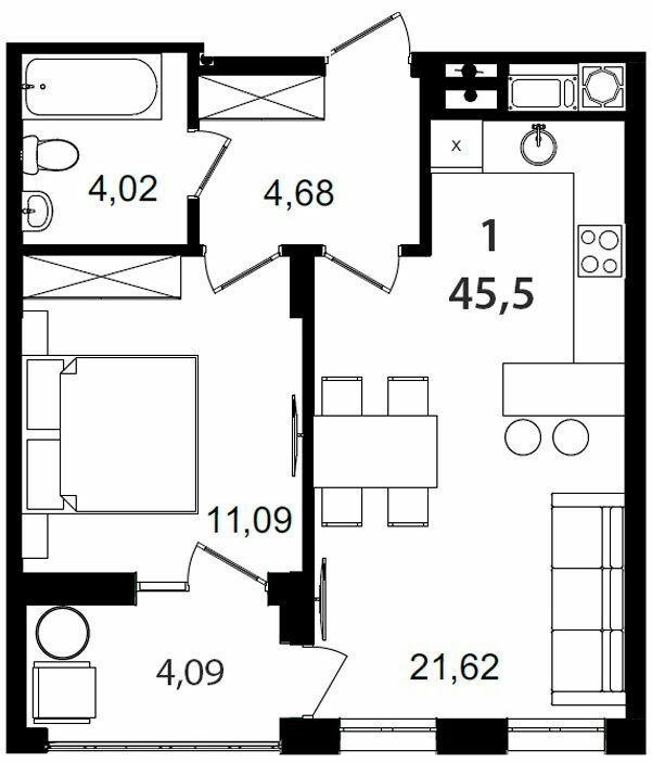 1-комнатная 45.5 м² в ЖК Tiffany apartments от 32 450 грн/м², Львов