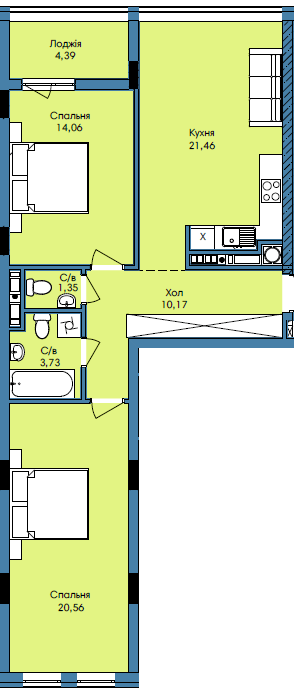 2-кімнатна 75.72 м² в ЖК Washington City від 25 600 грн/м², Львів