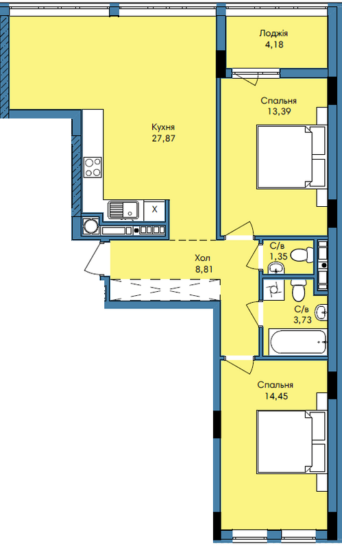 2-кімнатна 73.76 м² в ЖК Washington City від 25 600 грн/м², Львів