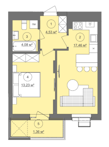 1-кімнатна 40.66 м² в ЖК Well Home від 28 250 грн/м², Львів