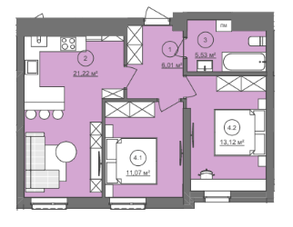 2-комнатная 56.95 м² в ЖК Well Home от 26 800 грн/м², Львов