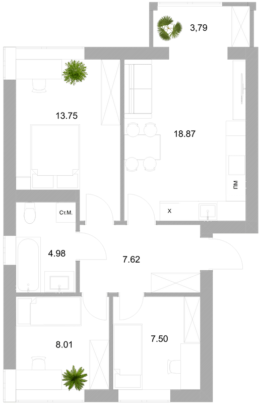3-кімнатна 63.4 м² в ЖК Вілла Венеція від 24 300 грн/м², м. Винники