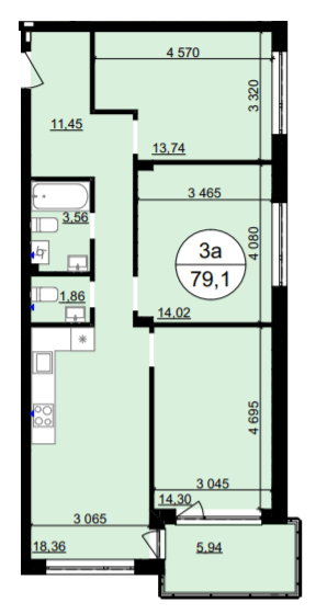 3-комнатная 79.1 м² в ЖК Гринвуд-4 от 17 800 грн/м², пгт Брюховичи