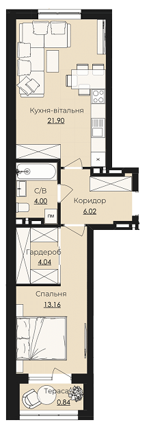 1-комнатная 49.96 м² в ЖК Royal Park от 16 900 грн/м², г. Дубляны