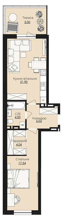 1-комнатная 56.5 м² в ЖК Royal Park от 16 900 грн/м², г. Дубляны
