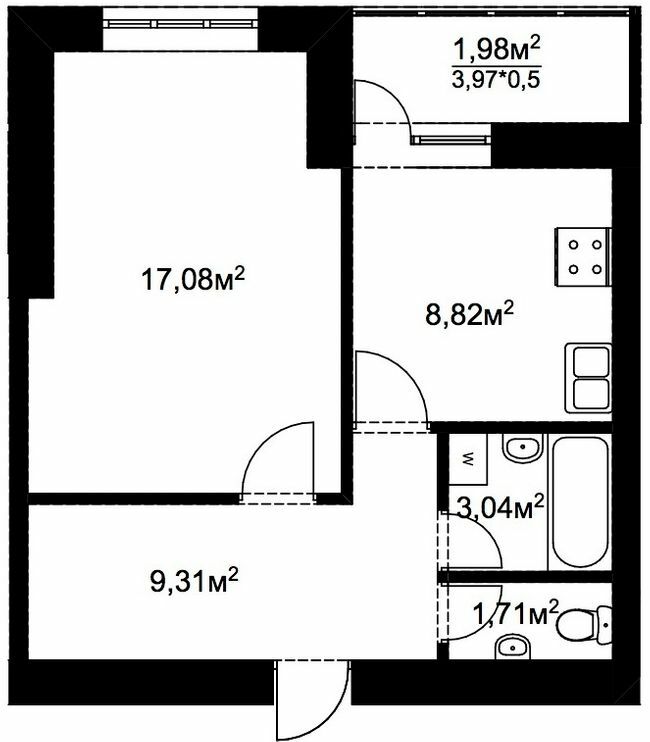 1-кімнатна 41.94 м² в ЖК Подворье від 13 100 грн/м², с. Подвірки