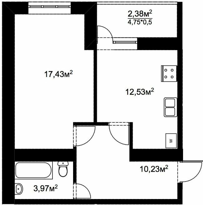 1-комнатная 46.58 м² в ЖК Подворье от 13 100 грн/м², с. Подворки