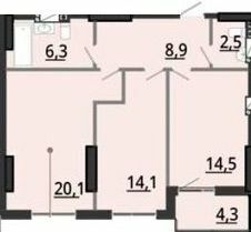 2-кімнатна 68.57 м² в ЖК BonAparte від 31 000 грн/м², Харків