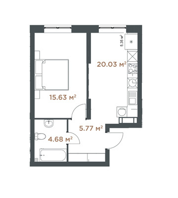 1-кімнатна 46.11 м² в ЖК Central Hills від 32 400 грн/м², Київ