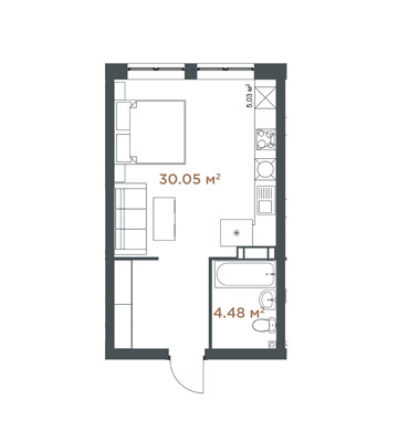 1-кімнатна 34.53 м² в ЖК Central Hills від 70 483 грн/м², Київ