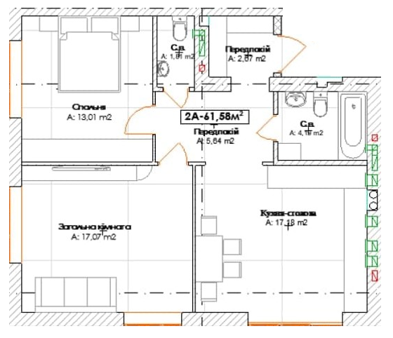 2-кімнатна 61.58 м² в КБ Поема від 30 800 грн/м², м. Ірпінь