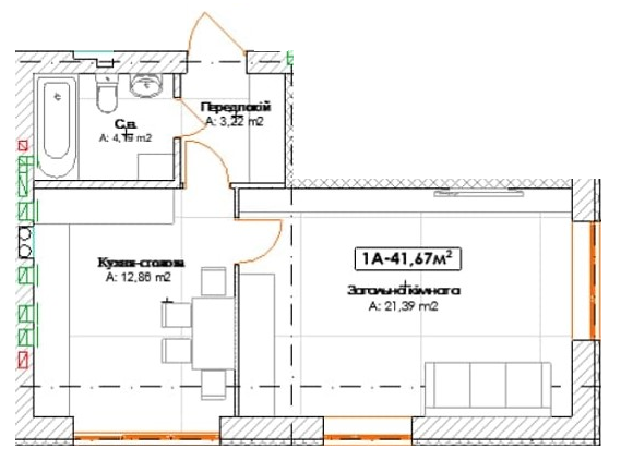 1-кімнатна 41.67 м² в КБ Поема від 33 600 грн/м², м. Ірпінь