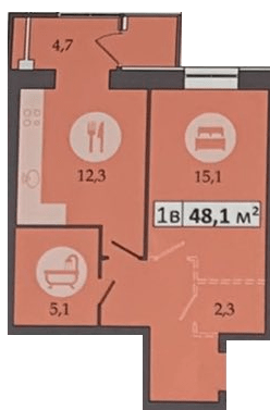 1-кімнатна 48.1 м² в ЖК Дніпровська Брама 2 від 19 100 грн/м², смт Слобожанське