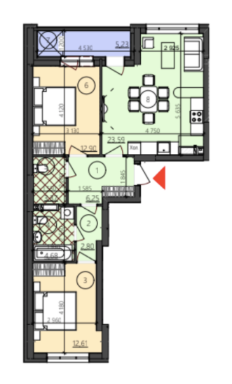 2-комнатная 71.43 м² в ЖК GENESIS от 33 959 грн/м², Киев