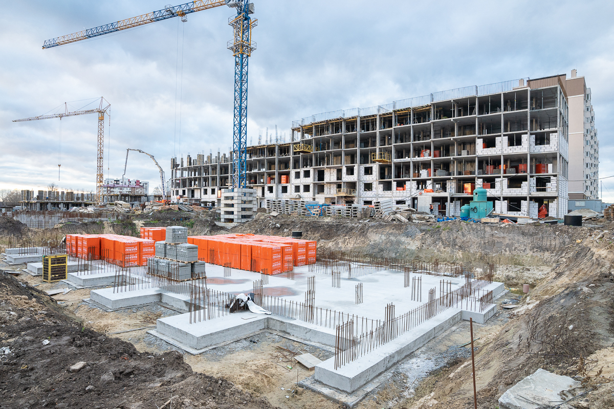 Ход строительства ЖК Озерный гай (Гатное), ноя, 2021 год