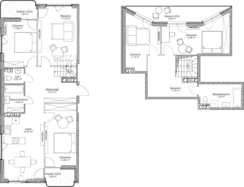 Дворівнева 139.38 м² в ЖК O2 Residence від 32 125 грн/м², Київ