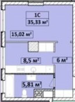 1-кімнатна 35.33 м² в ЖК Capital Tower від 27 000 грн/м², Чернігів